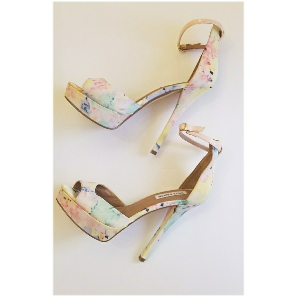 Steve Madden Pastel Floral Ankle Strap Heels
